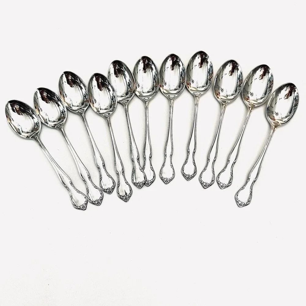 11 Gorham Stegor JOLIE LA BELLE Stainless Flatware TEASPOONS dessert spoons
